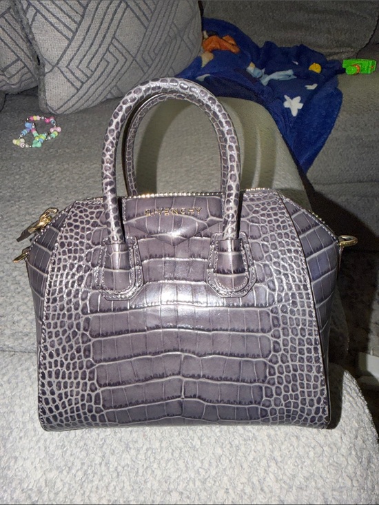 Givenchy Handbags - Givenchy mini Antigona Croc-Embossed Leather Satchel in Storm Gray